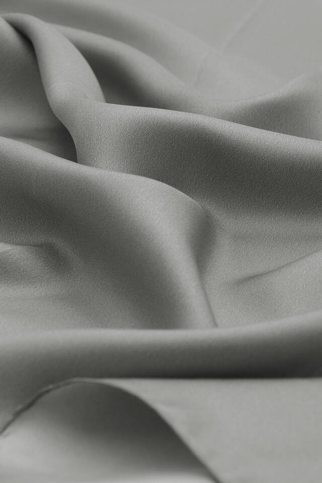 Gri Düz Renk Twill İpek Eşarp - 3