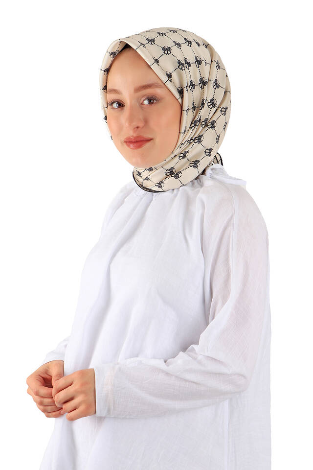 Ecru Butterfly Monogram Twill Silk Square Scarf - 2