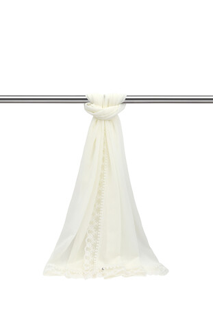 Ecru Narrow Guipure Mawlid Scarf 