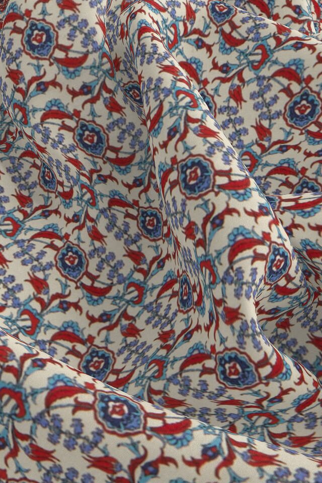 Ecru Saks Ivy Tulip Pattern Silk Pocket Square - 3