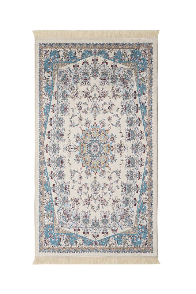 Ecru Velvet Carpet Prayer Rug - Bursa İpek