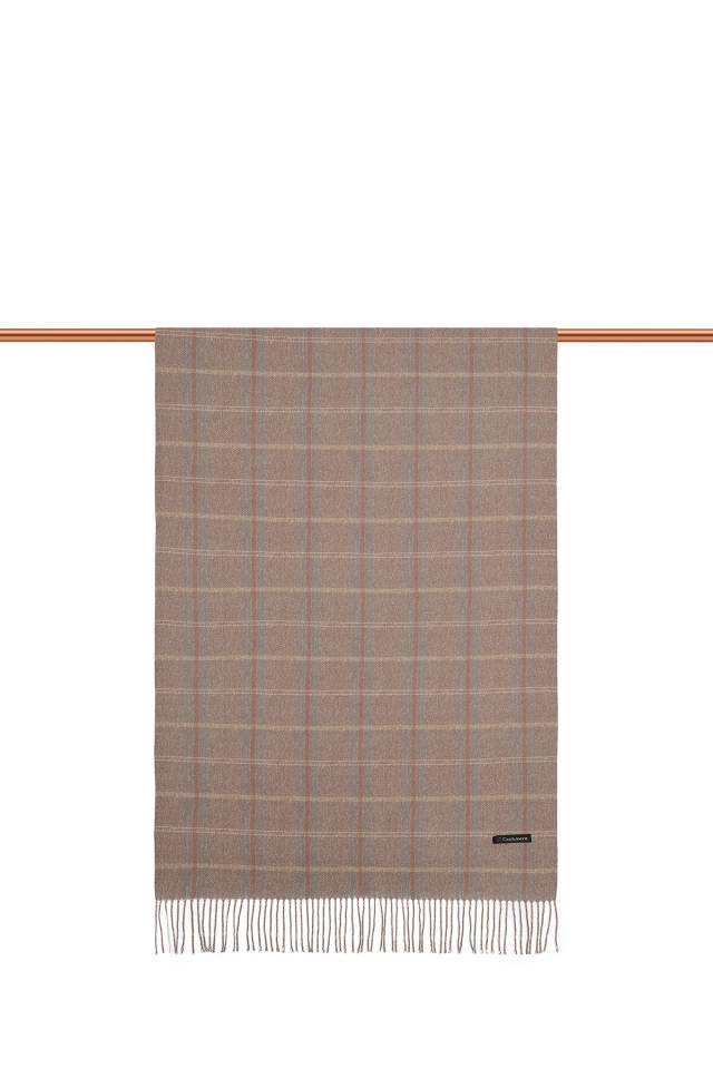 Sütlü Kahve Ekose Desen Kışlık Şal - 2