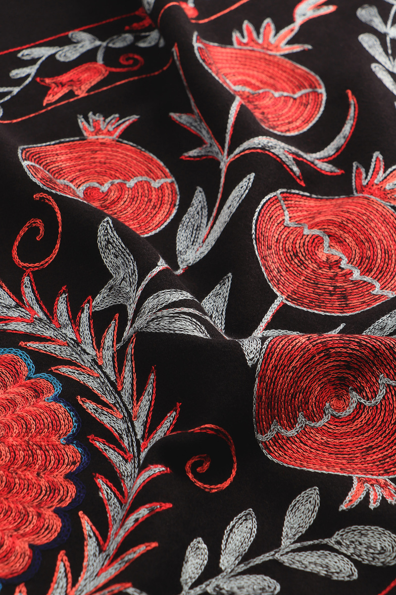 Black Embroidered Winter Shawl - 4