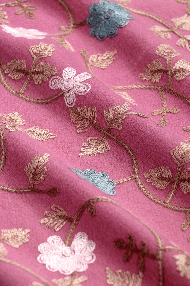 Dusty Rose Embroidered Winter Shawl - 4