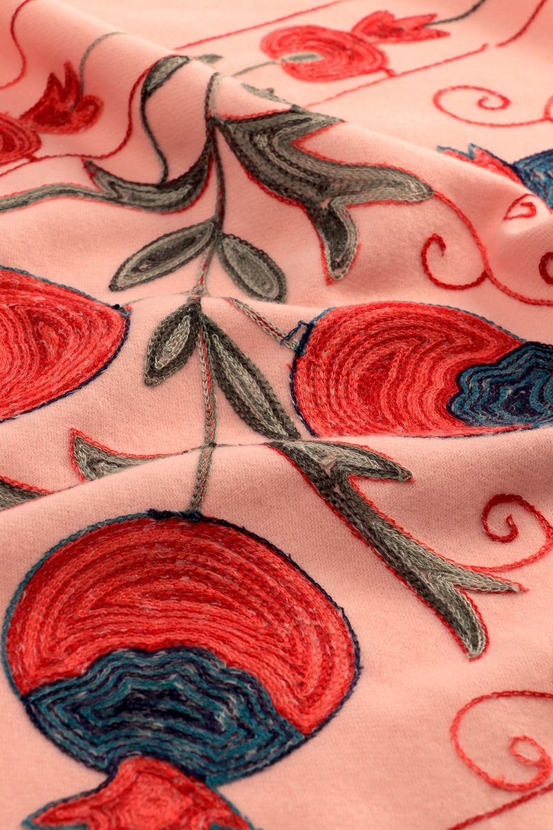 Powder Embroidered Winter Shawl - 4