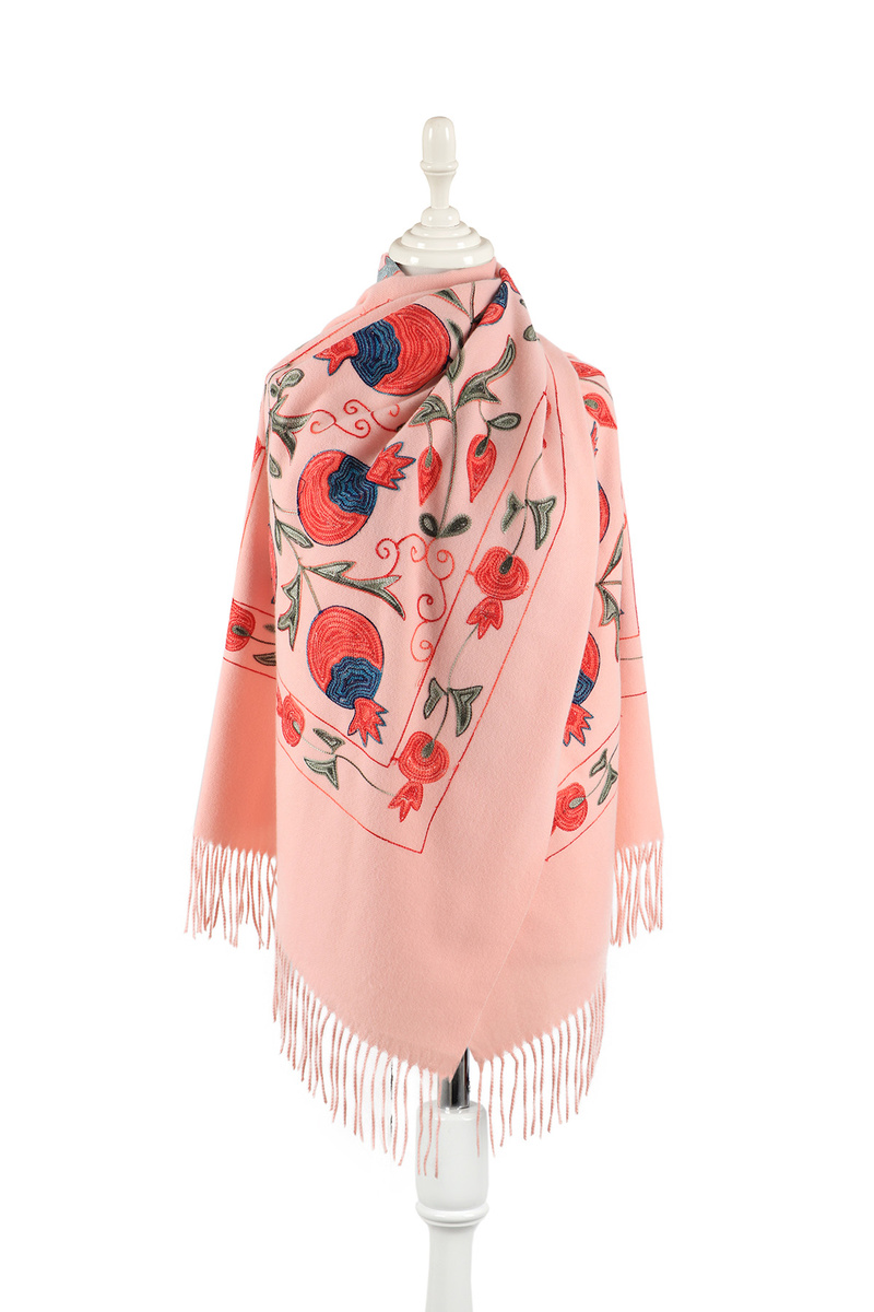 Powder Embroidered Winter Shawl - Bursa İpek
