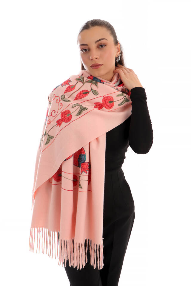 Powder Embroidered Winter Shawl - 2