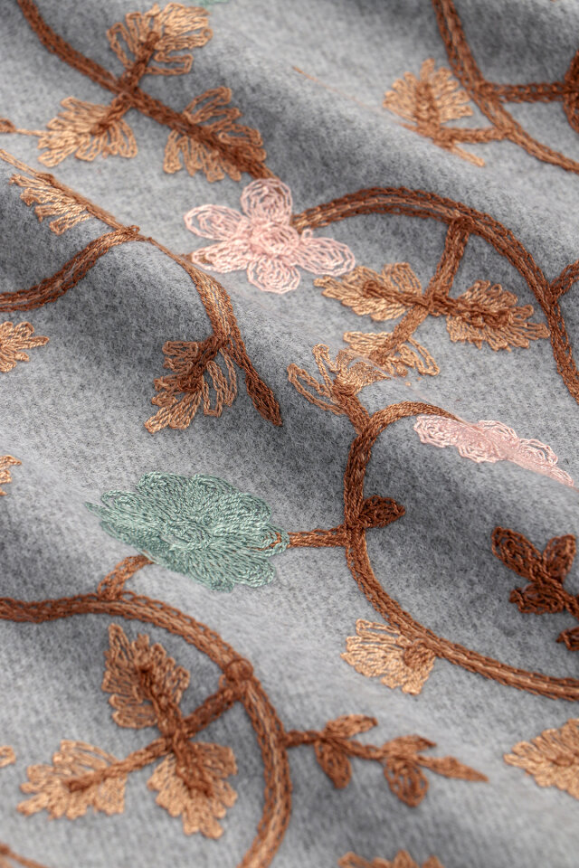 Silver Embroidered Winter Shawl - 4