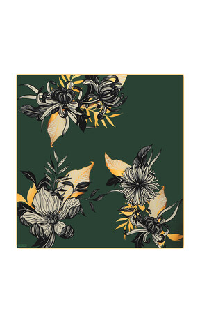 Emerald Age Pattern Twill Silk Square Scarf 