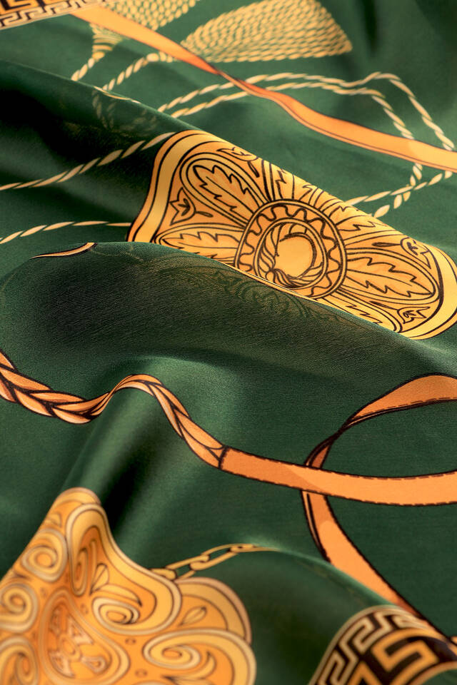 Emerald Belt Pattern Sura Silk Scarf - 4