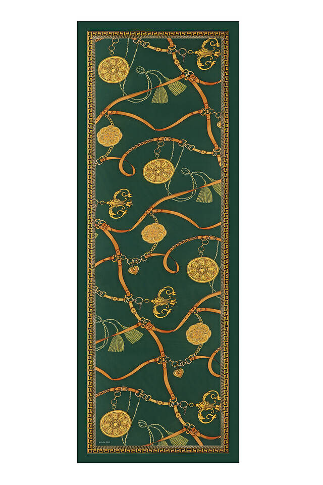 Emerald Belt Pattern Sura Silk Scarf - 3