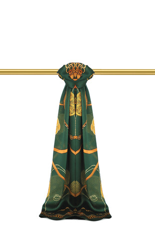 Emerald Belt Pattern Sura Silk Scarf 
