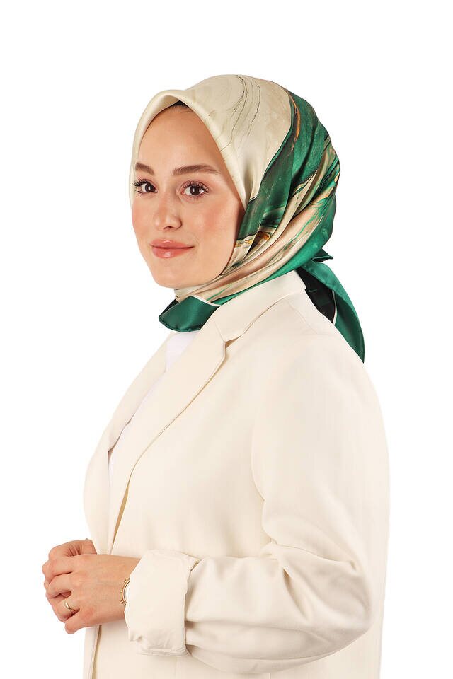 Emerald Granite Pattern Sura Silk Scarf - 2