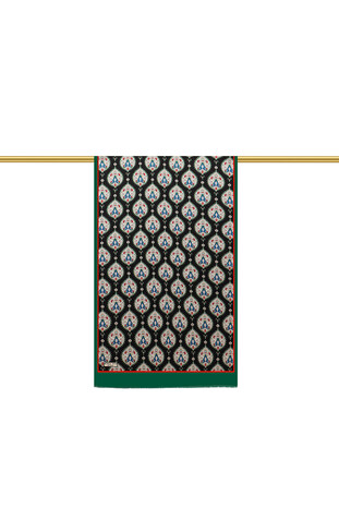 Emerald Hatai Pattern Silk Foulard - Thumbnail