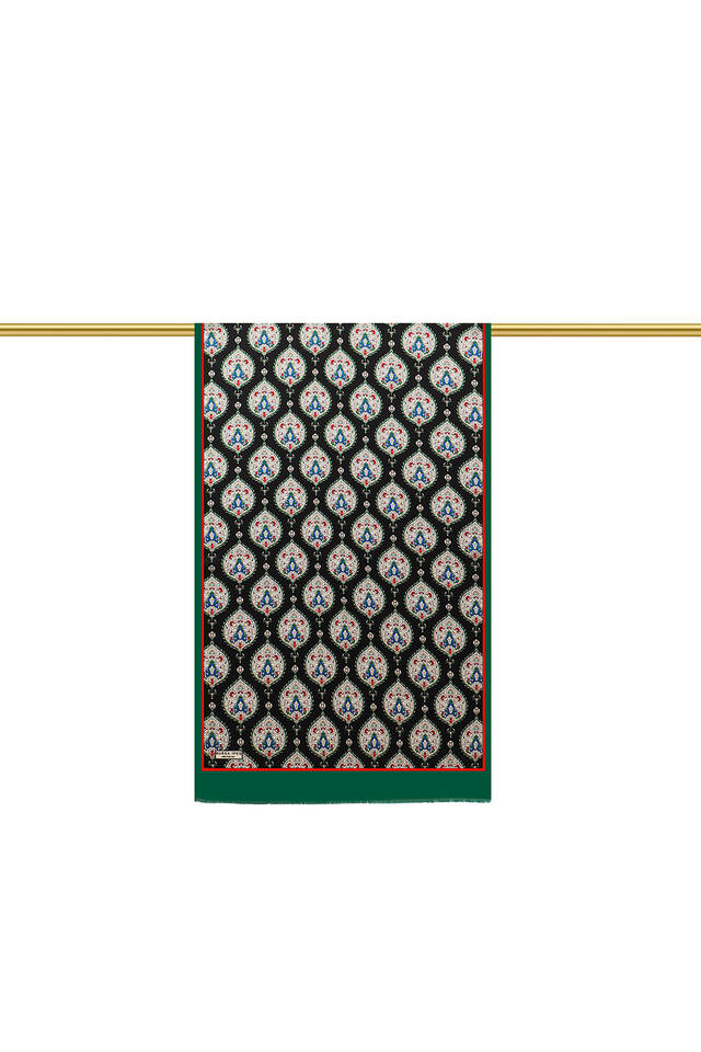Emerald Hatai Pattern Silk Foulard - 2