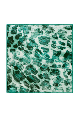 Emerald Leopard Pattern Soft Square Scarf - Thumbnail