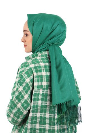 Emerald Silk Look Scarf - Thumbnail
