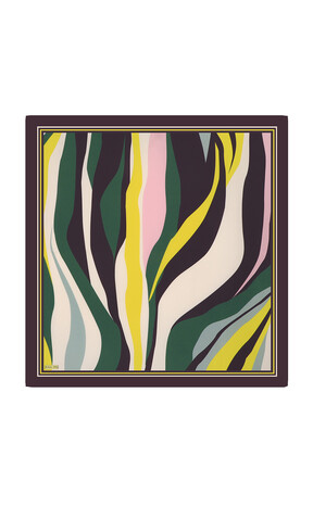 Emerald Wave Pattern Twill Silk Square Scarf 