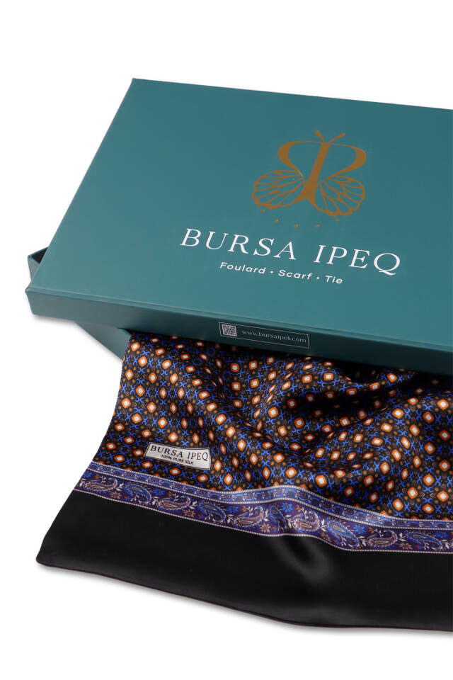 Saks Desenli Erkek İpek Kaşkol - 3