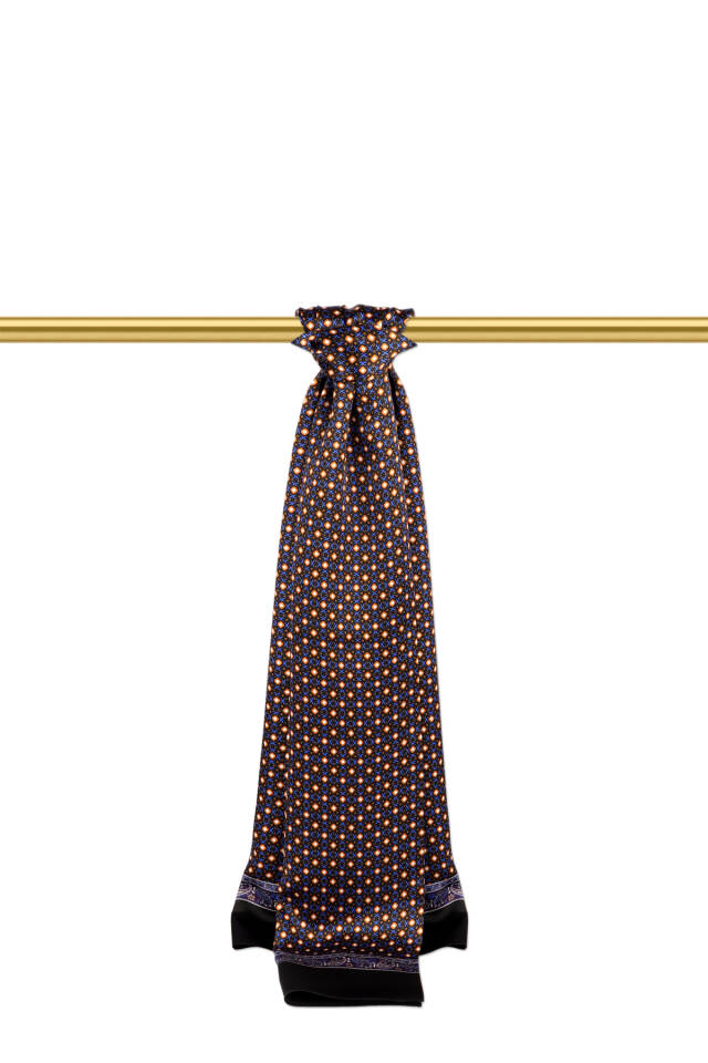 Saks Desenli Erkek İpek Kaşkol - Bursa İpek