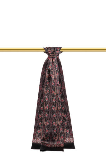 Kırmızı Desenli Erkek İpek Kaşkol 