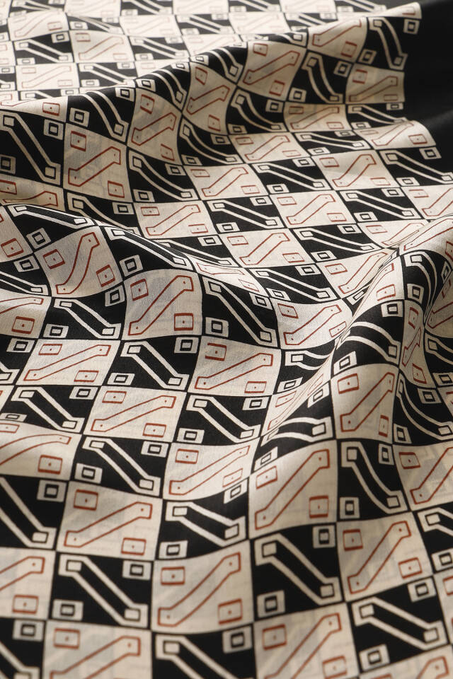 Siyah Desenli Erkek İpek Kaşkol - 3