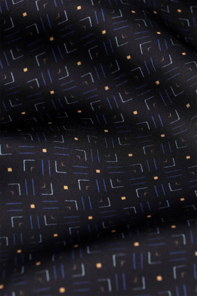 Siyah Desenli Erkek İpek Kaşkol - 4