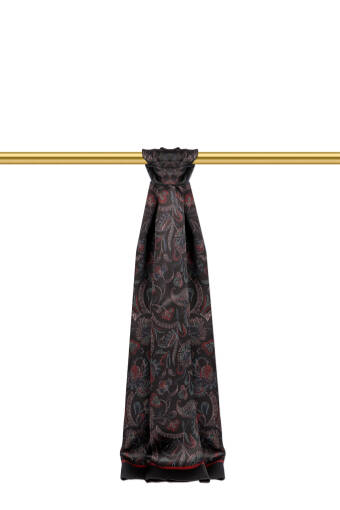 Siyah Desenli Erkek İpek Kaşkol 