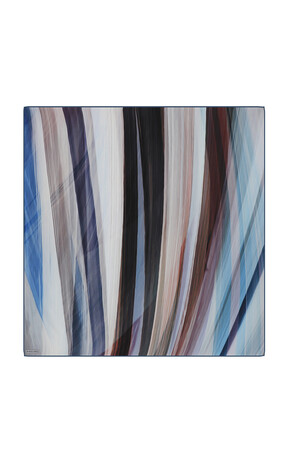 Mavi Esinti Desen Twill İpek Eşarp 