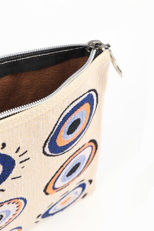 Evil Eye Bead Pattern Tapestry Handbag - Thumbnail