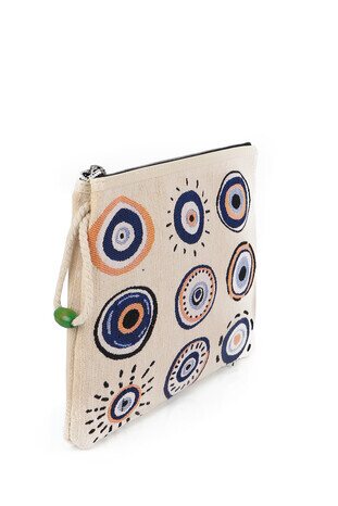 Evil Eye Bead Pattern Tapestry Handbag - Thumbnail