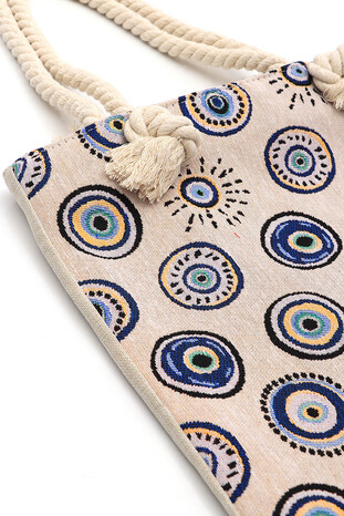 Evil Eye Bead Pattern Tapestry Shoulder Bag - Thumbnail