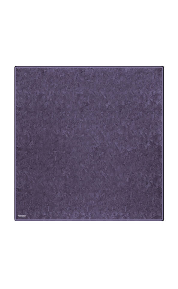 وشاح حريري من نسيج قطني طويل بنمط فرشاة باللون الأزرق الداكن - 1