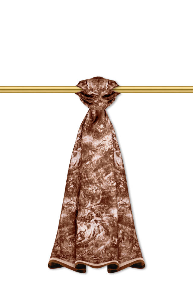 Acı Kahve Fırça Desen Twill İpek Şal - Bursa İpek