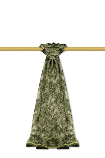 Haki Fırça Desen Twill İpek Şal 