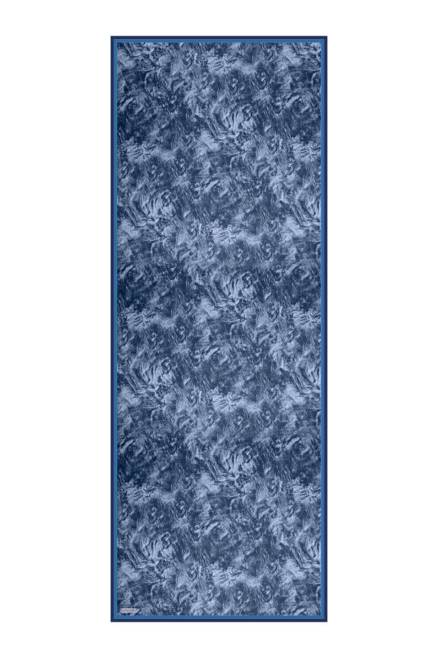 Lacivert Fırça Desen Twill İpek Şal - 4