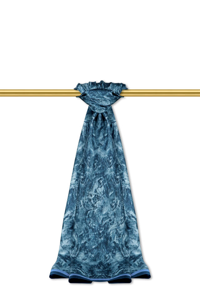 Mint Fırça Desen Twill İpek Şal - Bursa İpek