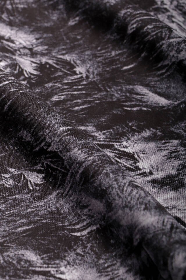 Siyah Fırça Desen Twill İpek Şal - 5