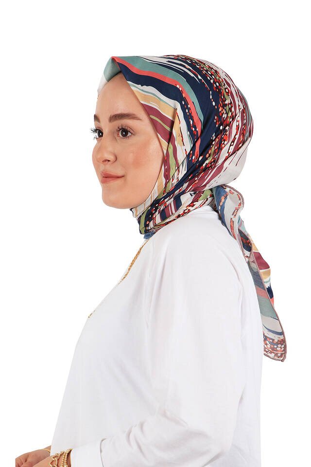 Lacivert Fırça Desen Soft Eşarp - 2