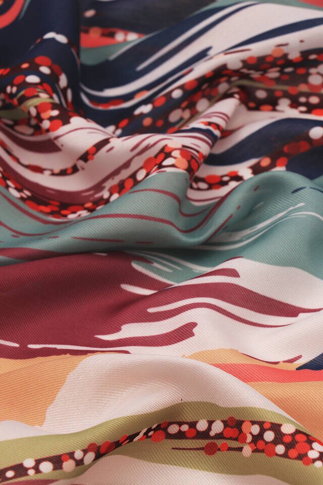 Lacivert Fırça Desen Soft Eşarp - 3