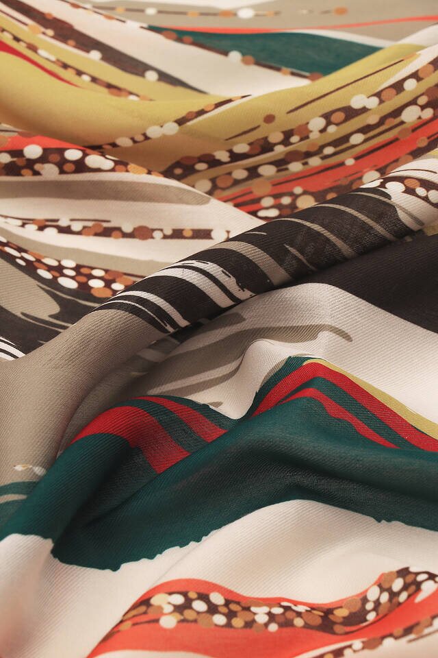 Yağ Yeşili Fırça Desen Soft Eşarp - 3