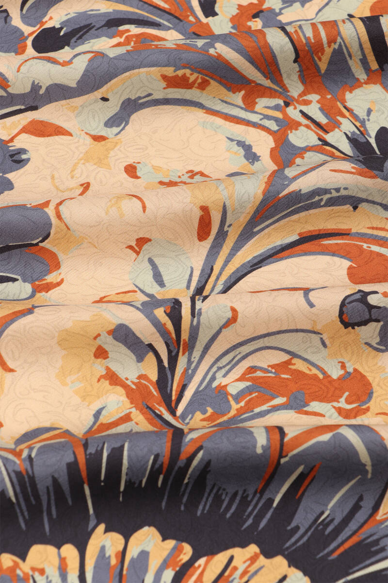 Bakır Flower Desen Twill İpek Eşarp