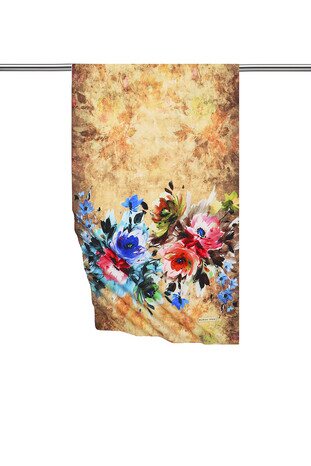 Sarı Flower İpeksi Fular 