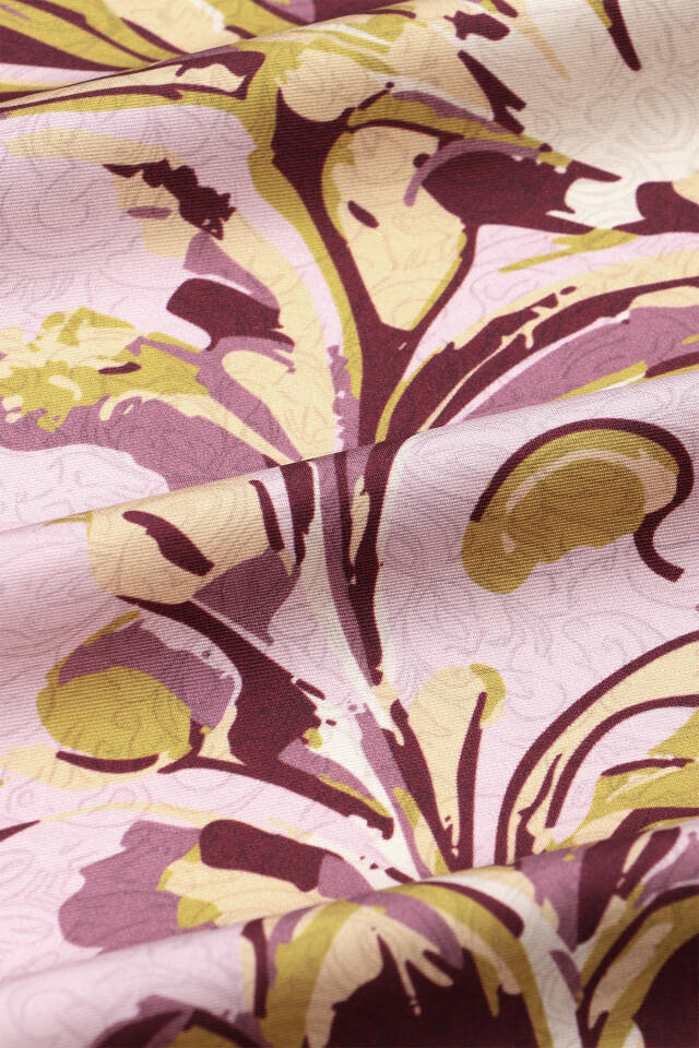 Damson Flower Pattern Twill Silk Scarf - 3