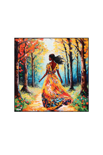 Orange Forest Pattern Silk Handkerchief 