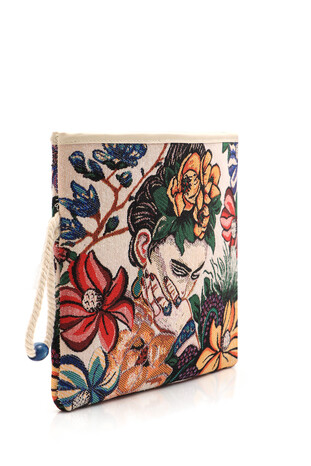 Frida Pattern Tapestry Handbag - Thumbnail