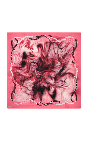 Fuchsia Belt Pattern Sura Silk Square Scarf 