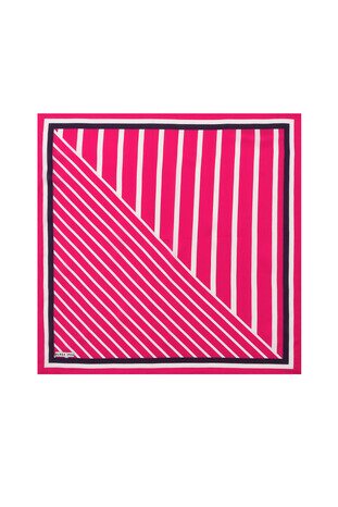 Fuchsia Line Pattern Silk Pocket Square - Thumbnail