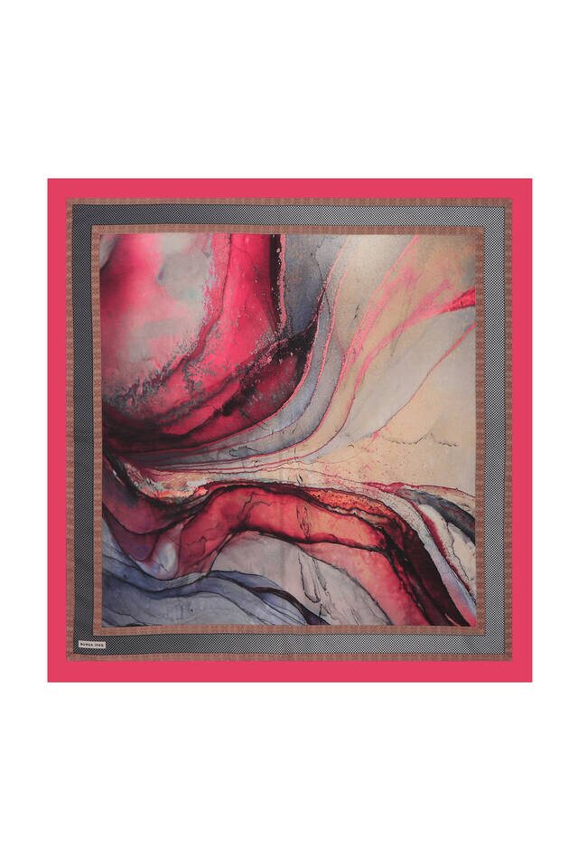 Fuchsia Marble Pattern Soft Square Scarf - Bursa İpek