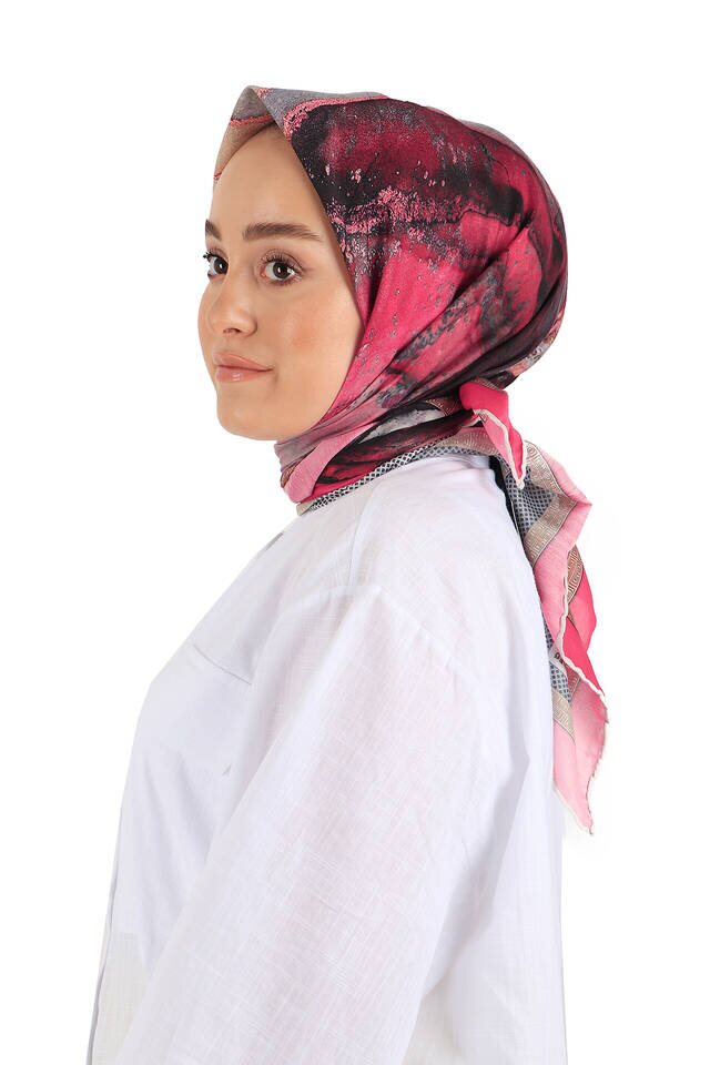 Fuchsia Marble Pattern Soft Square Scarf - 2